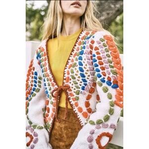Hunter Bell Wyatt Cardigan Size M Chunky Colorful Boho